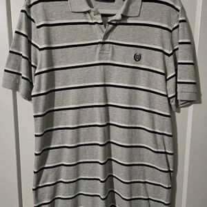 RALPH LAUREN CHAPS polo shirts for men size MEDIUM Grey  Black And White Stripes